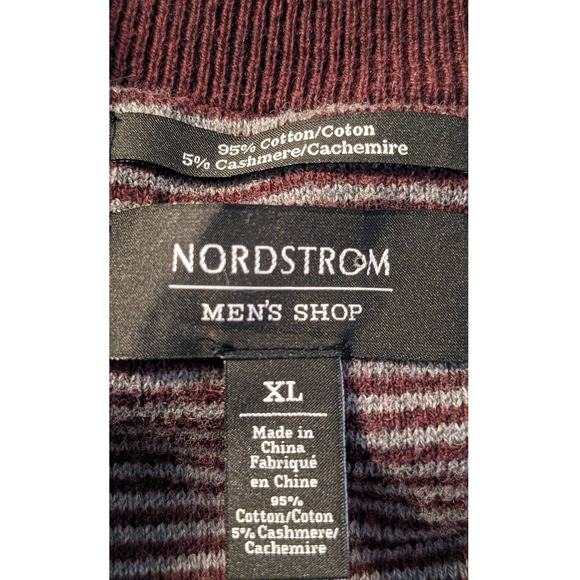 Nordstrom Men's Shop Cotton Cashmere Blend Quarter Zip Burgundy Sweater Mens XL - Picture 3 of 9